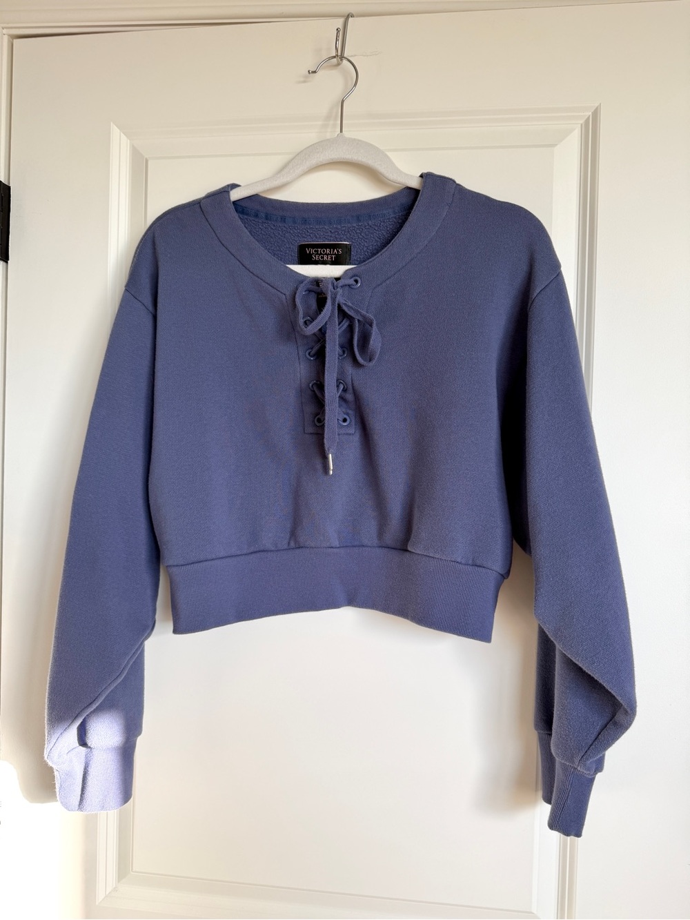 Victoria's Secret Lavender Lace-Up Cropped Sweatshirt NWOT